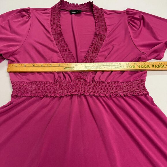 BCBG Women's Pink Flutter Ruffle Bodydoll Top V-Neck Blouse Size Large - Picture 3 of 7